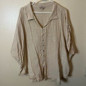 Casual Tan Button-Down Shirt